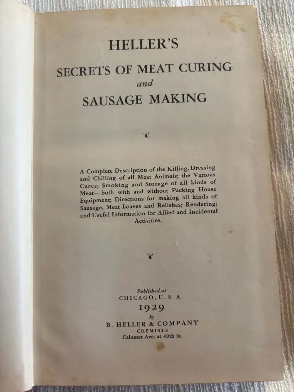 B. Heller & Company 1929 hardcover